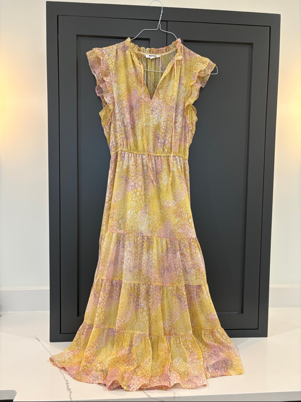Yellow Tiered Midi Dress - Women